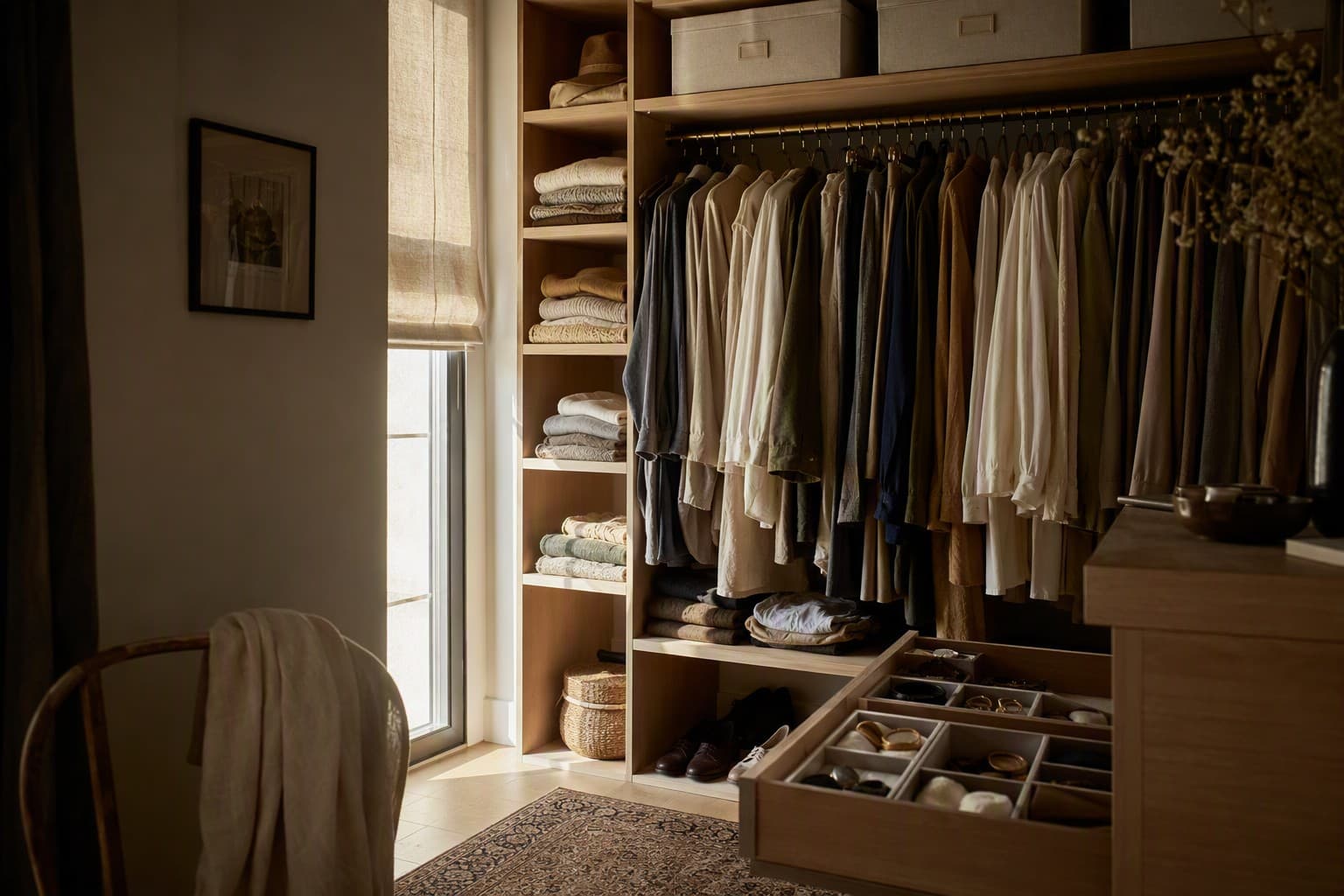 Vestidor reorganizado con zonas diferenciadas por uso